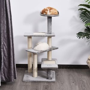 Albero per Gatti Girevole di Lusso a 5 Livelli con Tiragraffi, Torre da Arrampicata, Centro Giochi e Postazione Riposo, Finitura Grigia - Product Image 2