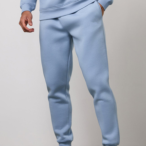 Pantalones Deportivos de Algodón Azul Claro con Lavado Ácido Estilo Vintage para Hombre, Cintura Elástica, Bolsillos Laterales, Tejido Medio, para Otoño - Product Image 1
