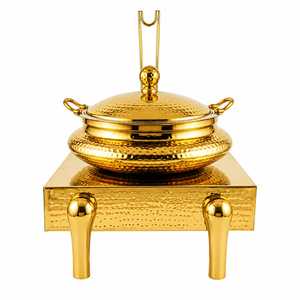 Casserole ronde traditionnelle en acier inoxydable de 5 L avec couvercle, revêtement antiadhésif en céramique, design ventilé pour une utilisation en cuisine - Product Image 1