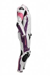 <b>Men's</b> Full Sleeve White Pink <b>Purple</b> Color Blocked PU Motorcycle Racing <b>Suit</b> Windproof All Seasons Wear - Product Image 3