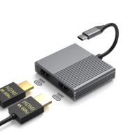 Adaptateur hub USB-C HDTV à 2 ports, double écran 4K60Hz, compatible avec MacBook Pro/Air, extension pour ordinateur portable de type C
