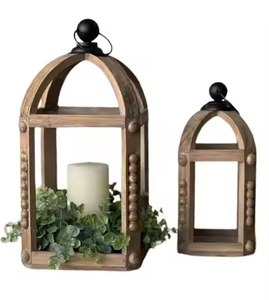 Lanterne décorative en verre avec cadre en bois de sapin classique, respectueuse de l'environnement, pour la maison, cadeaux de bienvenue, salon, MULTI CRAFT - Product Image 3