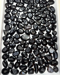Nouvelle Pierre d'Onyx Noir Naturel, Cabochon Druze Diamanté, Taille Personnalisée, Pierre Précieuse Non Montée pour la Fabrication de Bijoux - Product Image 2