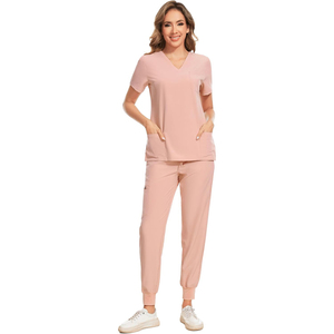 Ensemble d'uniformes médicaux pour infirmières, col montant, manches courtes, uniforme d'hôpital personnalisé pour femmes, combinaisons médicales respirantes - Product Image 1