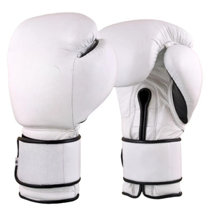 Gants de boxe en cuir blanc, à lacets, avec fermeture au poignet, pour adultes de 14 ans et plus, unisexe, pour l'entraînement - Product Image 5