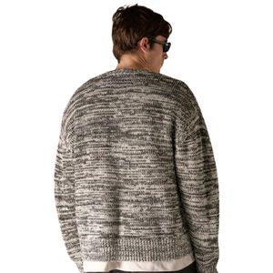 Pull en tricot à col rond pour homme, en fil mélangé, blanc kaki, manches longues, décontracté, hiver, tricot texturé doux - Product Image 4
