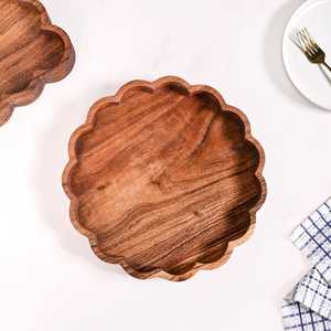 Plateaux décoratifs en bois de designer pour la décoration intérieure, plateaux de service rapides en bois gravé, plateaux décoratifs en bois naturel pour aliments - Product Image 3