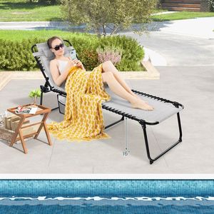 Adjustable <b>Backrest</b> and Footrest Foldable Recline Lounge Chair for Beach Use - Product Image 5