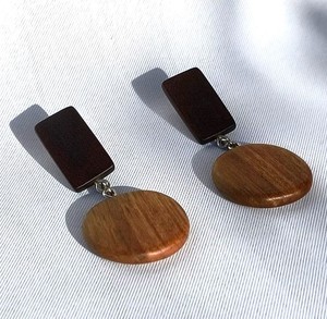 Boucles d'oreilles pendantes géométriques en bois rétro, légères, style bohème, pour un usage quotidien et décontracté, bijoux festifs classiques pour femmes - Product Image 1