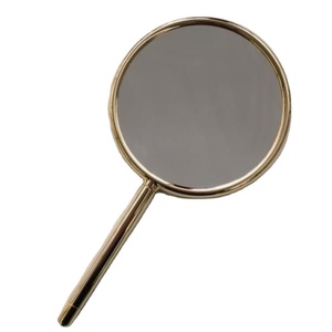 Miroir de poche rond Double face en métal avec Logo personnalisé/Mini miroir de maquillage plaqué or/miroirs de poche miroir de maquillage cosmétique - Product Image 2