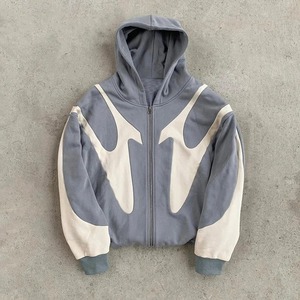 Sudadera con capucha retro con estampado de letras y diseño de diablo para hombre, sudadera informal con cremallera para parejas, ropa de moda para hombre - Product Image 4