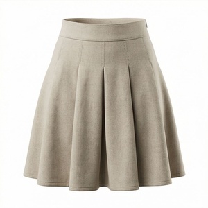 Minifalda de Mujer, Cintura Alta, Plisada, Corte en A, Color Sólido, Tela de Lana, Cómoda, Estilo para Todas las Temporadas - Product Image 1