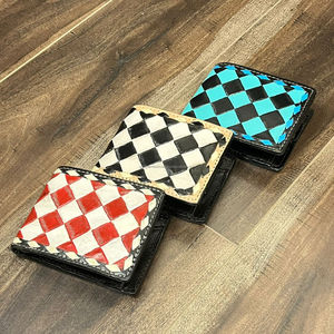 2025 portefeuille en cuir véritable noir et blanc à carreaux hommes haute qualité luxe en cuir véritable repoussé RFID portefeuille pour cadeau pour hommes - Product Image 4