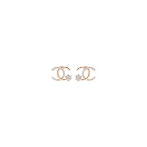 Pendientes Aarinya con Diamantes Entrelazados en Forma de Arco, Oro de 18K, Círculos Entrelazados y Diamantes Florales Cultivados en Laboratorio - Product Image 3