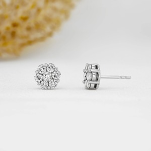 Pendientes de Flor con Racimo de Diamantes, Oro Amarillo, Blanco y Rosa de 14k, Diseño Floral, Joyería Fina, Regalo de Valor Social Sostenible - Product Image 6