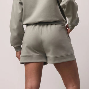 Shorts de Alta Calidad para Mujer, 100% Algodón, Largo hasta la Rodilla, Color Sólido, Estampado Personalizado, Cintura Alta con Botones, Cintura Elástica, Estilo Hip Hop - Product Image 6