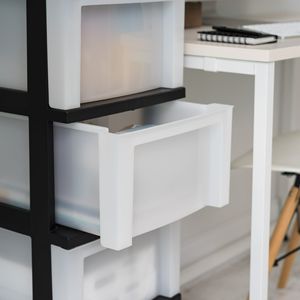 Narrow 4-<b>Drawer</b> <b>Plastic</b> <b>Storage</b> Cart with Organizer Top Black - Product Image 4
