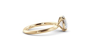 1 CT Teardrop Pear Cut Diamond Ring Lab Grown 14K Yellow Gold Floating Basket Setting Engagement Wedding Ring for Women - Product Image 3