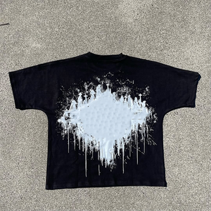 Venta al por mayor camisetas lavado con ácido camiseta personalizada de alta calidad de algodón Boxy Fit recortada impresión Sun Faded gráfico camisetas hombres camiseta - Product Image 4