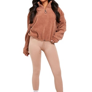 Logotipo personalizado Ropa deportiva Deportes Gimnasio Cremallera Mujer Sudadera Medio Oversized Street Wear Sudadera 2026 - Product Image 3