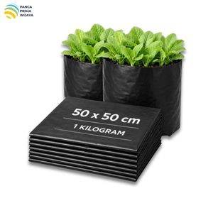 Sac de culture en polyéthylène noir de haute qualité 50x50cm, sac de plantation robuste pour pépinière, paquet de 1kg, 14 pièces pour l'agriculture, fournisseur OEM - Product Image 5