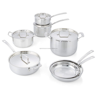 Ensemble de casseroles de restaurant en acier inoxydable certifié ISO, résistantes à la chaleur, avec couvercle en verre trempé, poignée longue, design moderne
