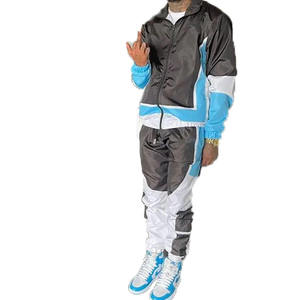 Hot Sale Men's Woven Organic Cotton Winter Hooded Solid Tracksuit Set Custom Contrast Color Design Embroidery Logo Lightweight - Product Image 2