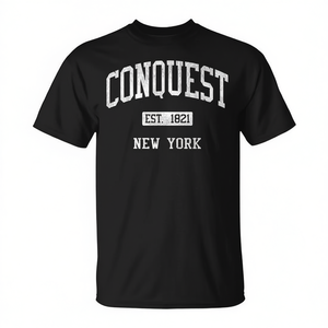 Camiseta deportiva vintage Conquest New York negra talla M para hombre - Product Image 2