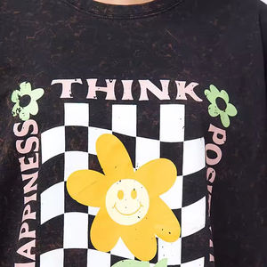 T-shirt décontracté pour femme 100 % coton, col rond ample, sexy, grande taille, avec logo décoratif - Product Image 5