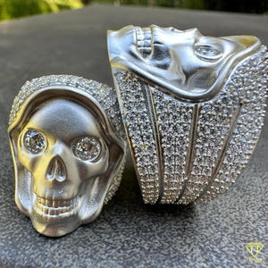 Lab Grown Diamond Skull Statement <b>Ring</b> for Men White <b>Gold</b> Gothic Skeleton Head Luxury Hip Hop Designer <b>Cocktail</b> <b>Ring</b> - Product Image 2