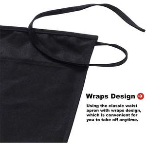 Delantal de cintura de nailon con estampado personalizado 2025 para camareros camareras, medio delantal de servidor de Bistro de 3 bolsillos para limpieza de restaurante - Product Image 3