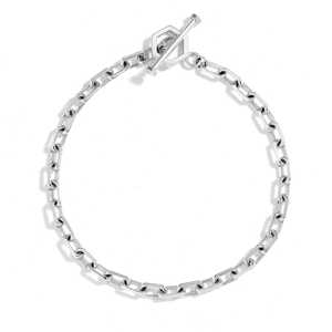 Rectangle Paperclip Link Chain <b>Bracelet</b> Emerald Shape Diamond Cut Toggle Cuff Custom 14K 18K <b>Solid</b> Gold Factory Price Wholesale - Product Image 1