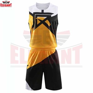 Tenue de basket-ball de style pakistanais, col rond, couleurs contrastées noir et jaune, logo personnalisé, meilleure qualité, nouveau style. - Product Image 2