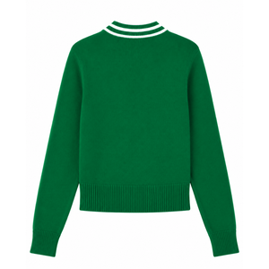 Cardigan en tricot pour femmes Iota Phi Lambda Sorority, col en V, boutons sur le devant, bordure côtelée rayée, broderie, style preppy - Product Image 4