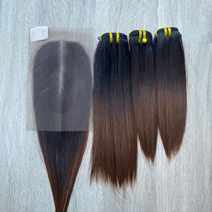 Prix usine 100% brut vierge vietnamien trame humaine dentelle perruque os droit Ombre brun couleur Super Double dessiné Extensions de cheveux - Product Image 4