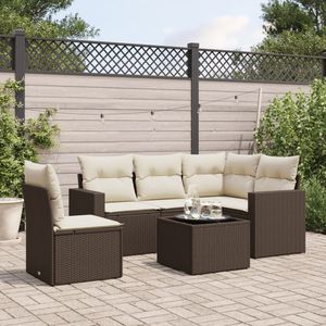 Conjunto de sofás de jardín medianos con cubiertas extraíbles de ratán PE marrón - Product Image 1