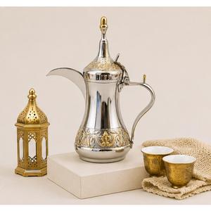 Cafetera Árabe Dallah de Acero Inoxidable, Tetera Tradicional de Oriente Medio para Uso en Hoteles, Diseño Repujado Chapado en Oro, Cafetera Gahwa - Product Image 4