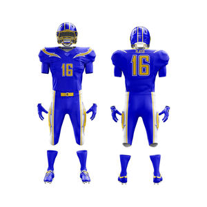 Service OEM, personnalisation d'un ensemble d'uniformes de football américain, tissu 100% polyester, maillots sublimés avec numéro 16, prix raisonnable - Product Image 1