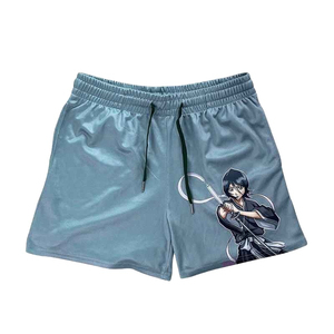 Shorts noirs pour hommes à séchage rapide avec imprimé Statue de la Liberté, taille à cordon de serrage, vêtements de sport décontractés, poches, logo sur le devant - Product Image 3