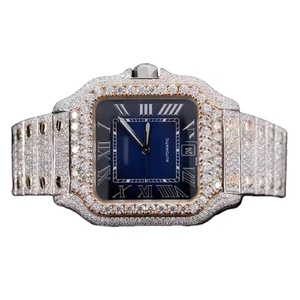 Reloj Moissanite de lujo de alta calidad D VVS banda de acero inoxidable certificada 20mm de ancho cara azul Sexy pasa diamante probador reloj - Product Image 1