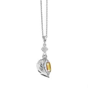 Handmade Sterling Silver Sea Shell Pendant with Citrine Pave Diamond <b>Jewelry</b> <b>Charm</b> - Product Image 3