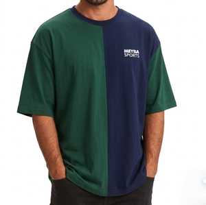 Nouveau design T-shirt streetwear oversize bicolore pour homme en coton premium, coupe décontractée, style urbain, idéal pour l'été - Product Image 1
