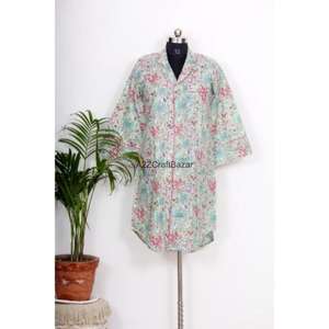 Vestido Largo Informal de Verano para Mujer, Estampado Floral Ecológico, Mangas Coreanas, Estampado a Mano, Cuello en V, Talla Grande - Product Image 1