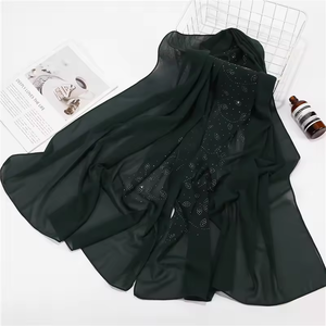 <b>Women</b> Chiffon Hijab <b>Scarf</b> Crystal Rhinestone <b>Head</b> Wrap Muslim Shawl Multi Color - Product Image 3