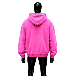 Sudadera con capucha oversize rosa lavada y bordada, con gráfico de cruz gótica desgastada, de forro polar grueso, estilo streetwear unisex casual - Product Image 2