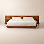 Minimalist Teak <b>Platform</b> <b>Bed</b> Queen and king Size Solid Wood <b>Frame</b> With Side Shelf Storage Bedroom Furniture - Product Image 3