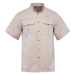Chemise d'été décontractée personnalisée en satin vert à manches courtes, séchage rapide, respirante, anti-plis, broderie durable, pour la pêche, pour homme - Product Image 3