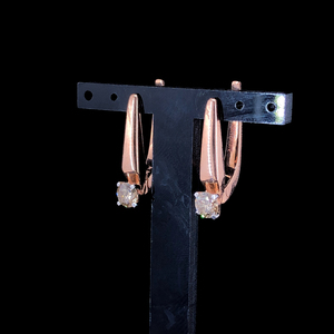 18K <b>Diamond</b> Rose Gold <b>Earrings</b> Round Brilliant Cut Natural White <b>Diamond</b> Luxury Women's Wedding Engagement Gift - Product Image 4