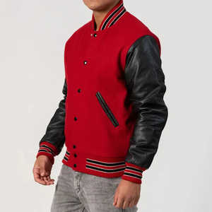 Chaquetas Varsity Letterman para Hombre, Chaqueta de Invierno Cálida Estilo Béisbol con Mangas de Cuero, Logotipo Bordado, Estilo Colegial - Product Image 4