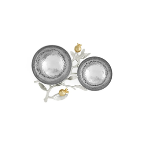Elegante Plato de Servir Doble de Plata y Oro con Diseño de Granada, Decoración de Lujo para el Hogar, Hecho a Mano - Product Image 2